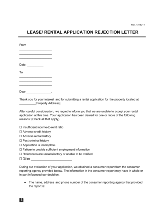 rental application rejection letter