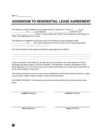 Residential Lease Agreement Addendum