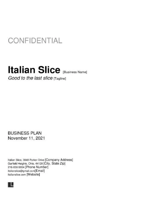 Restaurant Business Plan Template