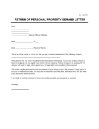 return of personal property demand letter
