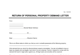 return of personal property demand letter