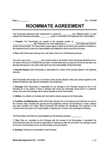 roommate agreement template
