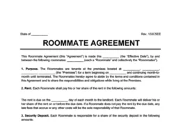 roommate agreement sample