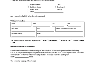 scooter bill of sale template