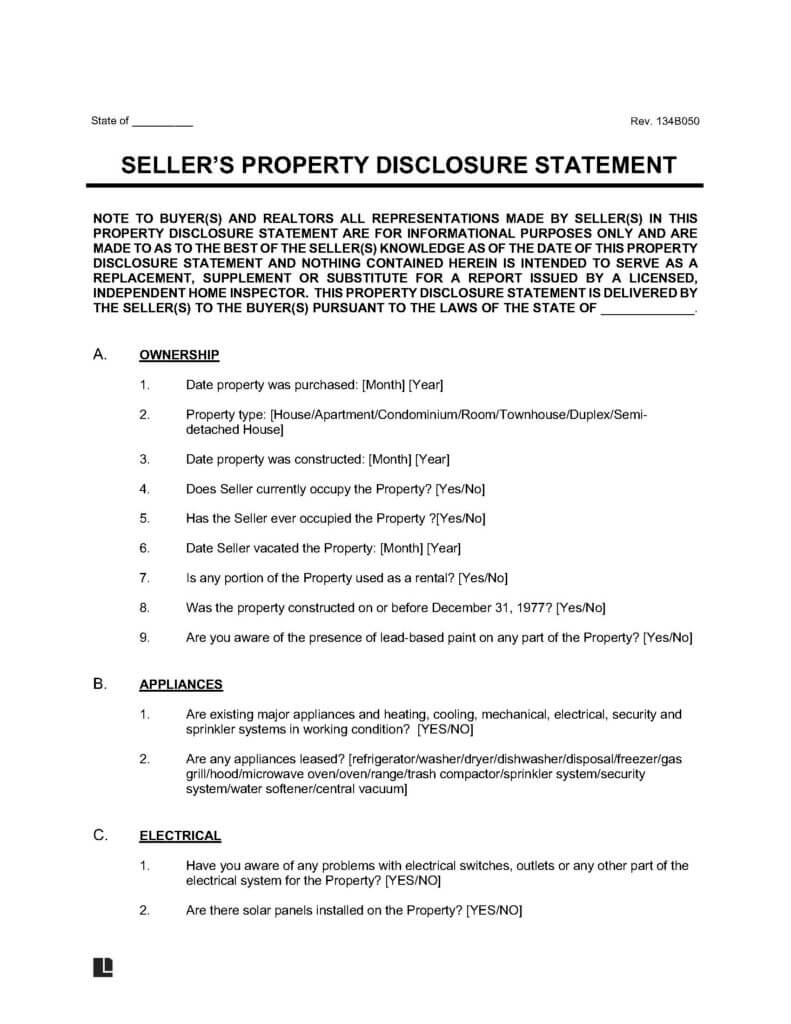 sellers property disclosure statement