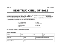semi truck bill of sale
