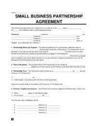 Small Business Partnership Agreement
