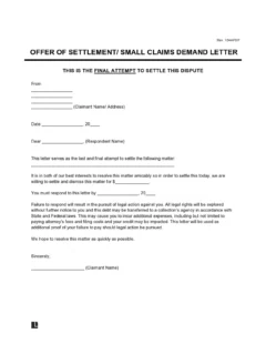 Small Claims Demand Letter Template