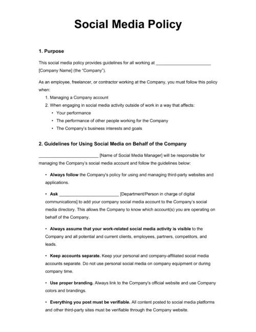 social media policy template