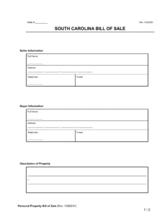 south carolina bill of sale form