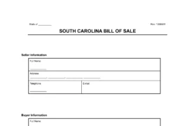 south carolina bill of sale form