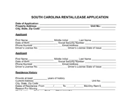 South Carolina rental application form