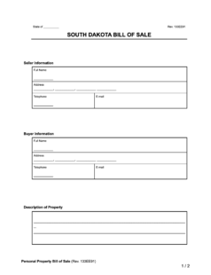 South Dakota Bill of Sale Forms | PDF &amp; Word