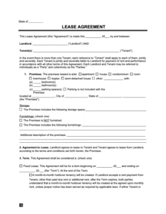 standard residential lease agreement form