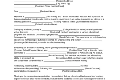 Teacher Letter of Intent Template