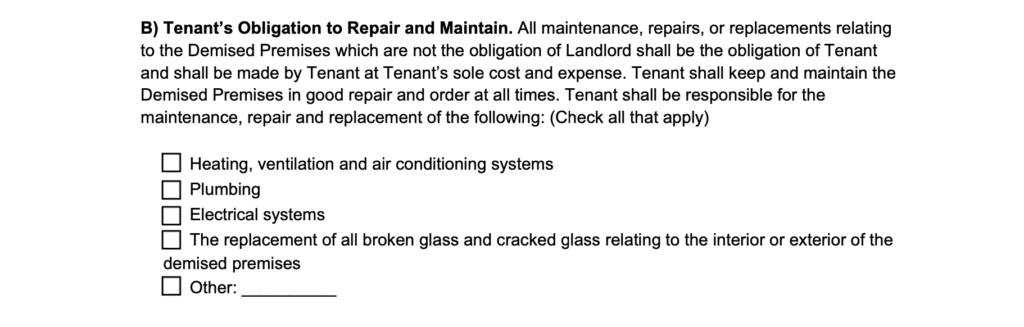 tenants obligation to repair