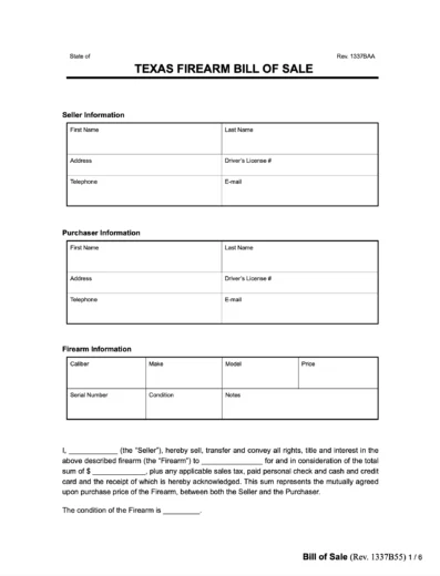 Texas firearm bill of sale form