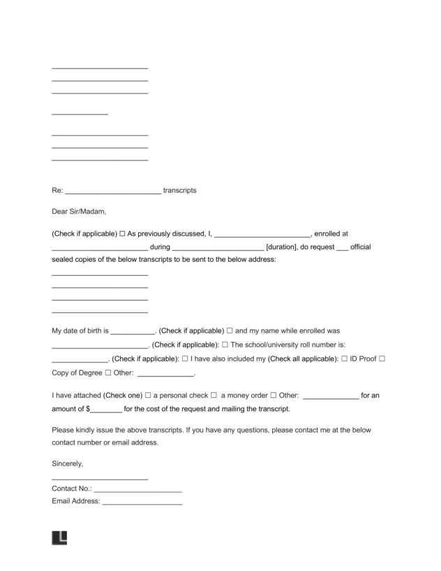 transcript request form