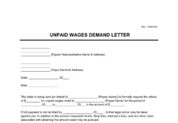 Unpaid Wages Demand Letter Template