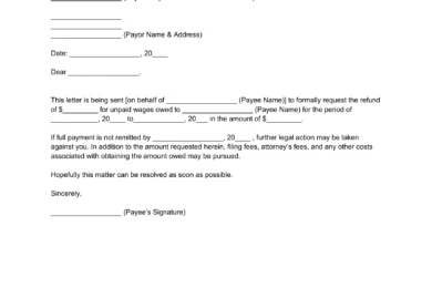 Unpaid Wages Demand Letter Template