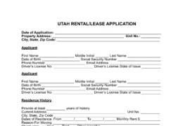 Utah rental application screenshot