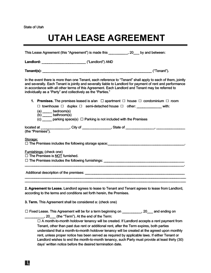 Utah lease agreement