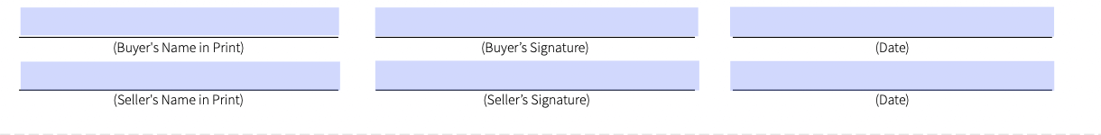 An example where to include signatures in a vehicle bill of sale