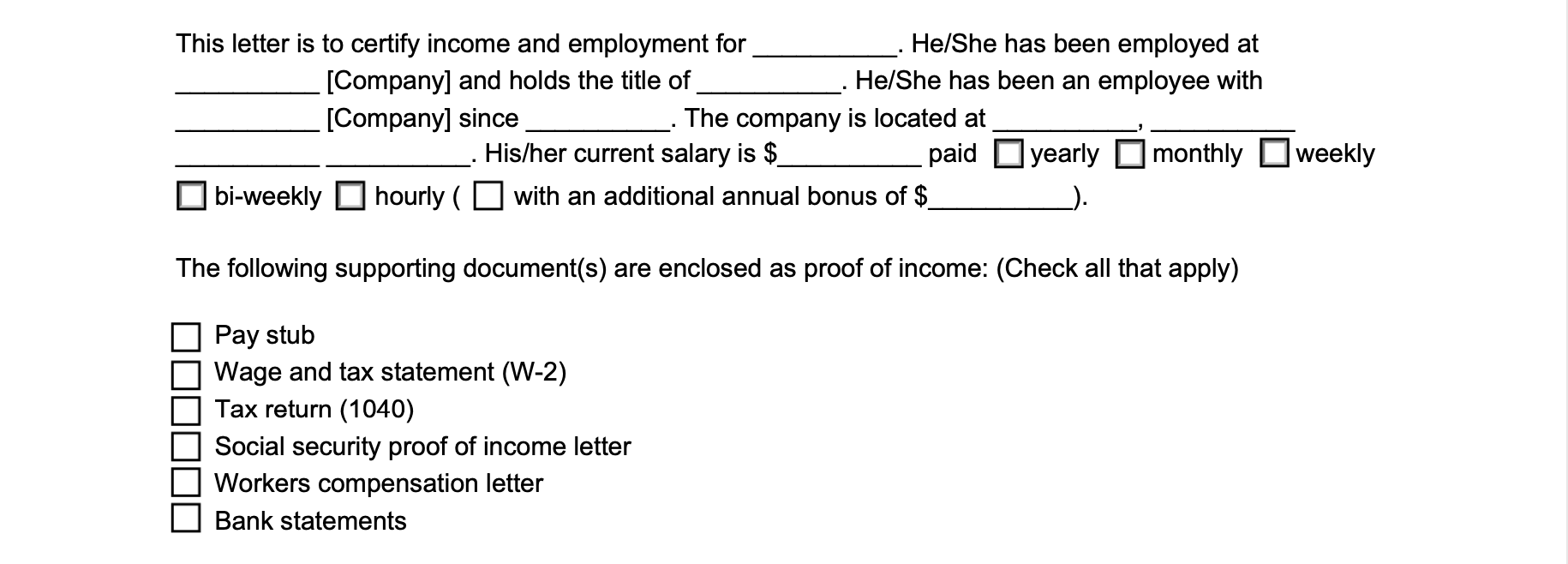 An example of where to insert verification details in our employment verification letter