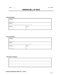 Virginia Bill of Sale Form