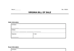 Virginia Bill of Sale Form