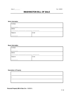 Washington Bill of Sale Form