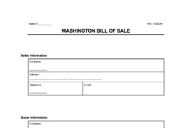 Washington Bill of Sale Form