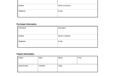 Washington DC firearm bill of sale form