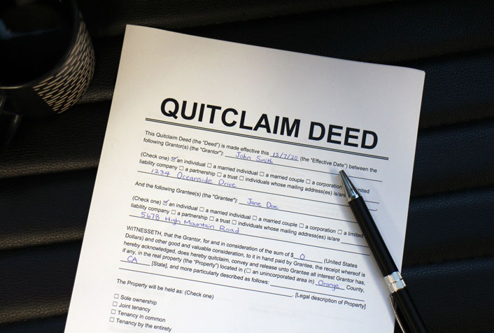 a filled quitclaim deed