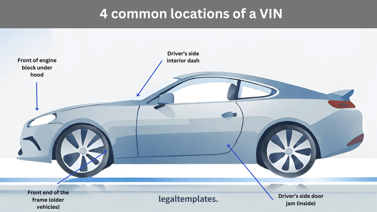 graphic depicting where to find a vin on a used vehicle