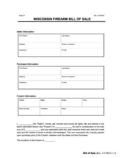 Free Wisconsin Firearm Bill of Sale Form | PDF & Word