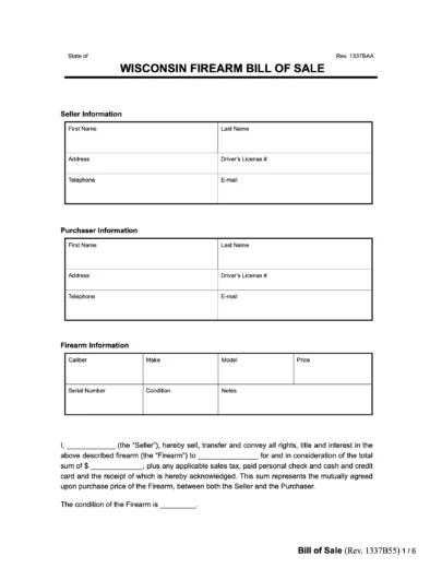 Wisconsin firearm bill of sale form
